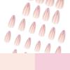 French Pink False Nails 24Pcs Almond Shape With Bowknot Decoration For Wedding Party