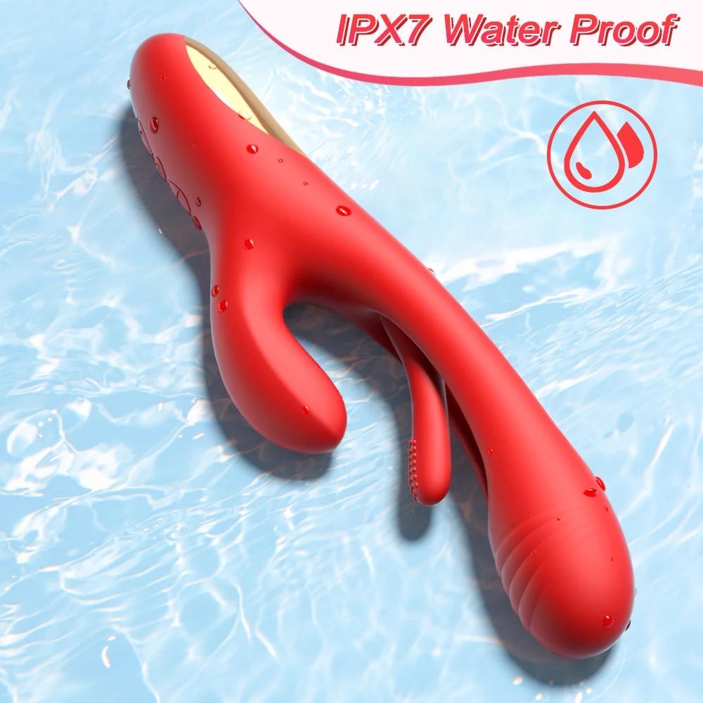 Flapping Vibrator Dildo for Women G Spot Rabbit Vibrator  Waterproof Clitoralis Vibrator for Clit Nipple Anal Stimulation Rechargeable Adult Sex Toys