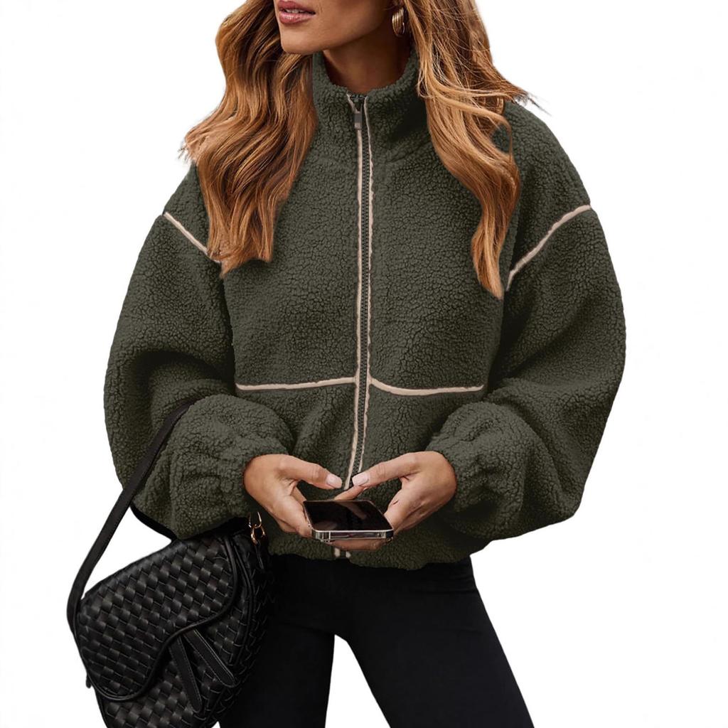 Women's Faux Fur Collar Zip Front Padded Jacket