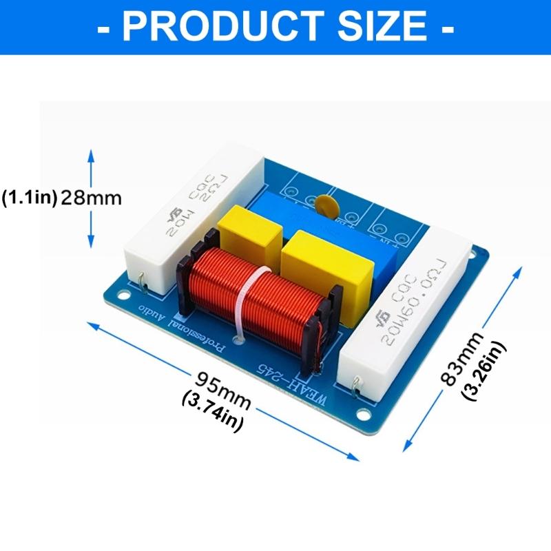 2-Way Sound Crossover Filter MKP Capacitors Frequency Divider WEAH-245 400W High Bass For Enhancing Sound