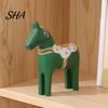 Hand Carved Solid Wood Horse Painted Dala Trojan Figurine, Eco Friendly Statue, Rustic Decorative Tabletop Ornament for Home Farmhouse Decor