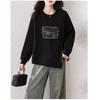 DIMANAF 2025 Autumn Plus Size Women Hoodies Shirts Tees Black Long Sleeve T-shirt Loose Casual Tops