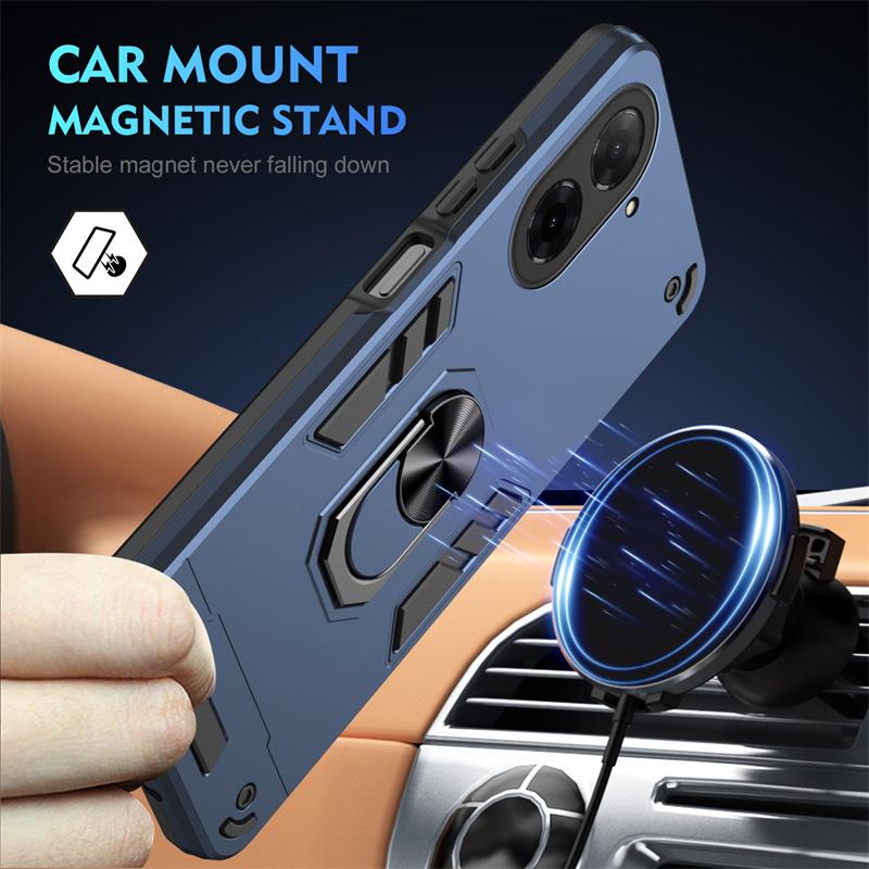 Armor Funda For Xiaomi Poco C71 4G Case Magnetic Holder Ring Armor Cases For Poko Little C71 C 71 PocoC71 4G Lens Protect Cover