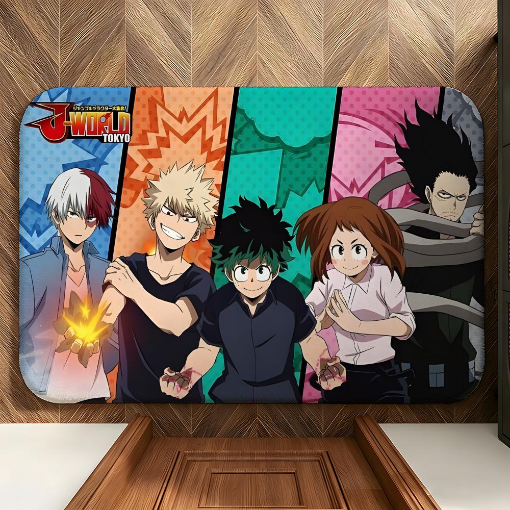 anime M-My Hero A-Academia Floor Mat Soft Flannel Floor Mat Suitable for Entryways, Living Rooms, Bedrooms, and Bathrooms