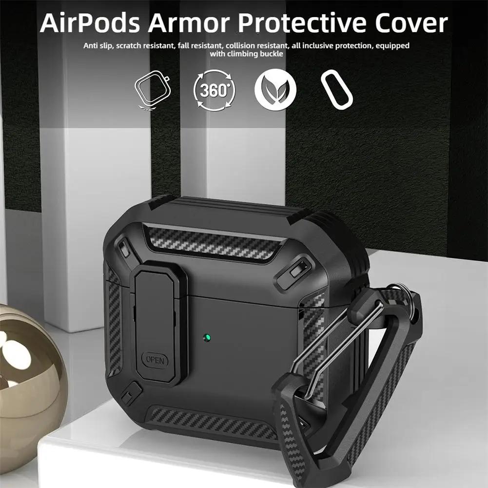 Skyddsfodral för Airpods 4 Fodral Lyxigt Hörlursfodral för Apple Airpods4 Air Pods Pro Stötsäkert Hölje med Krok