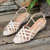 Mode Römische Gewebte Sandalen Damen Sommer Vintage Runde Zehen Offene Zehen Ausschnitt Flache Weiche Sohle Vielseitige Kitten Heels Fischmaul Schuhe