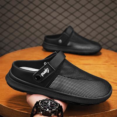 Mesh Halbschuhe für Herren Pantoletten Flache Board Schuhe 2025 Sommer Offene Slipper Hausschuhe Herren Pantoletten Herren Offene Freizeit Schuhe