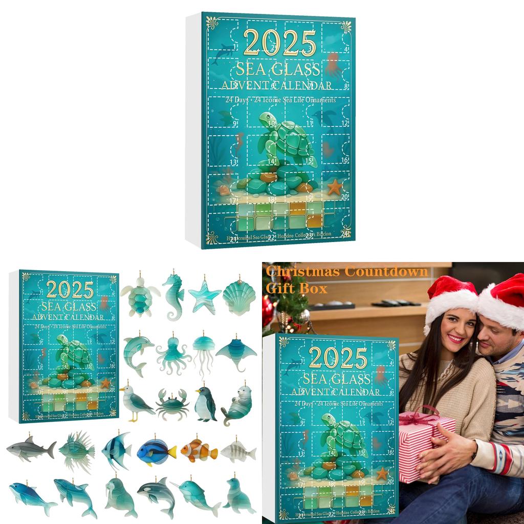 Christmas Advent Calendar Marine Life Acrylic Decorations For Holiday Party And Gift Giving