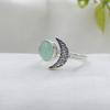 Half Moon Aqua Chalcedony Silver Ring, 100% 925 Sterling Silver Handmade Jewelry, Unisex Jewelry Ar8929