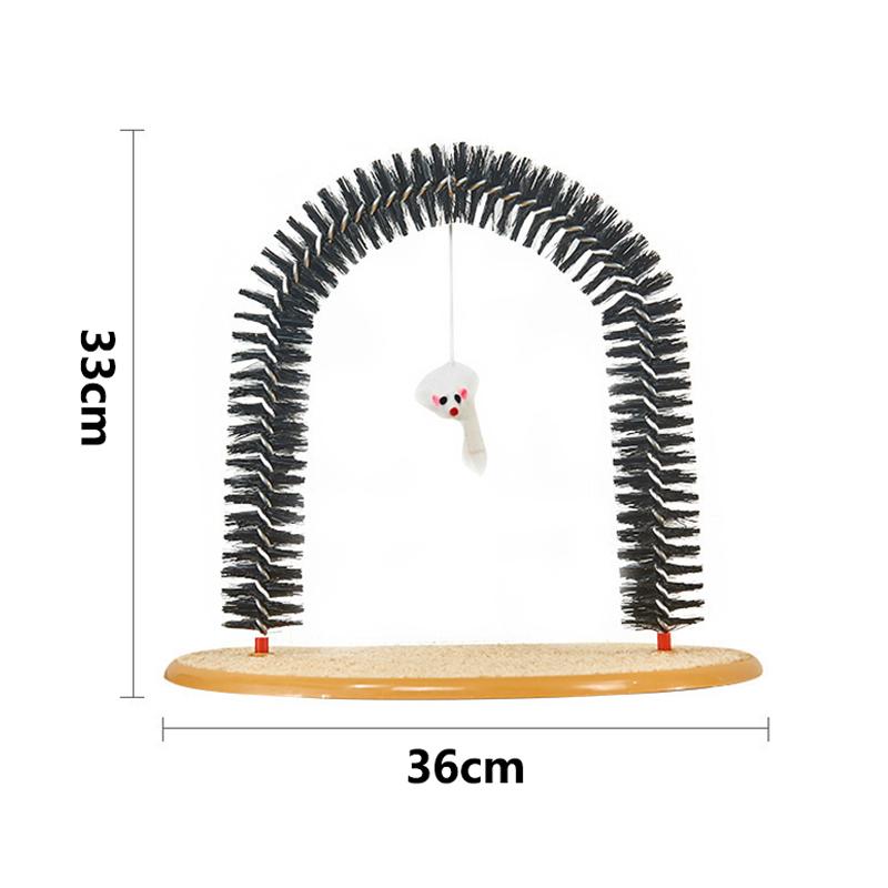 Cat Toy Arch Self Groome Pamper Feline with A Massage Grooming Rubbing Brush with Scratching Pad Toy for Cats Interactive Toys