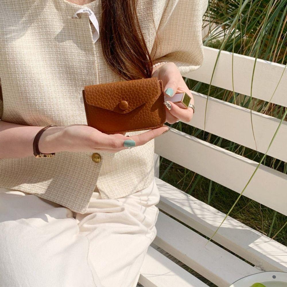 Kurze Clutch-Tasche im koreanischen Stil PU-Leder Umschlag Wechselgeldbörse Schlichtes Litschi-Muster Geldbörsen Damen