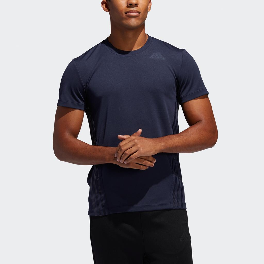 Adidas Aero 3s Koszulka Treningowa z Logo Sportowa Okrągły Dekolt Krótki Rękaw T-shirt Męskie Koszulki Legend-Ink-Blue FJ6126