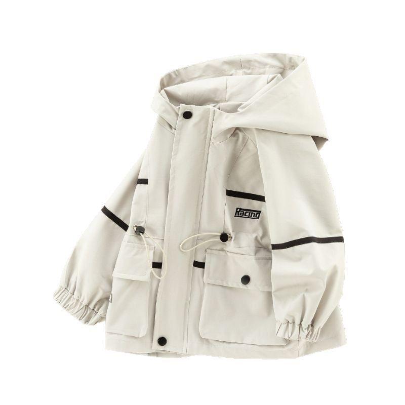 Children's Double-Layer Jacket for Spring and Autumn, Boys' Korean Style Windbreaker, Girls' Windproof Hoodie, Kids' Workwear Top
