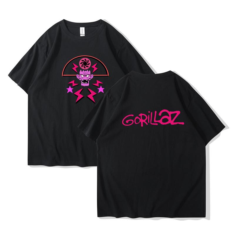

Музыкальная группа Gorillaz PUNK ROCK Футболка Мужчины Женщины Лето 90-х годов Хлопковые футболки с круглым вырезом и короткими рукавами Одежда Винтаж Y2K Одежда Футболка 3XL