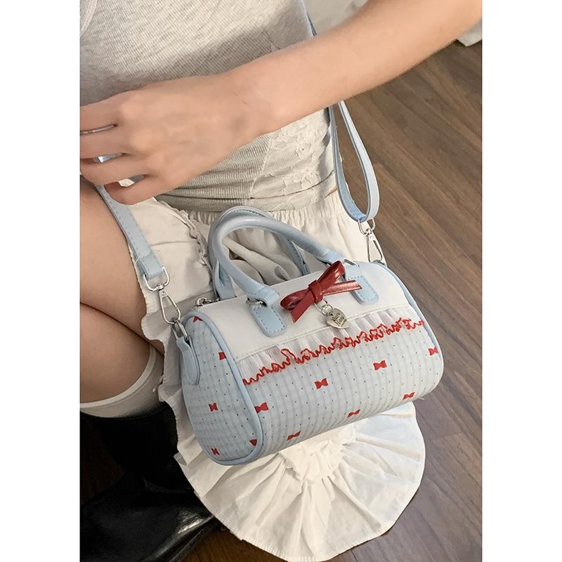 Niche sweet polka dot bow handbag women's 2025 new fashion pillow bag versatile shoulder messenger bag