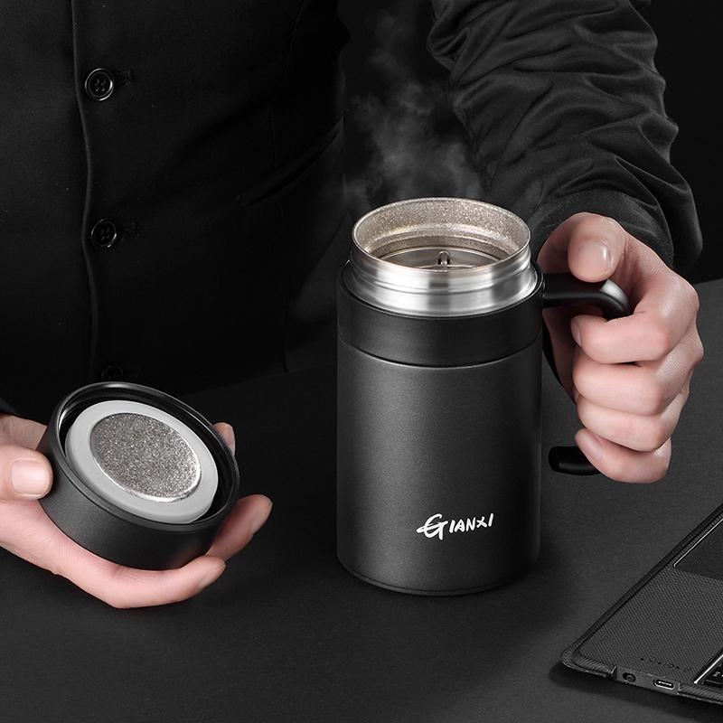 Titanium Double-walled Vacuum Thermal Insulation Cup with Filter Portable Tea Coffee with Lid Water Bottle