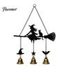 Holiday Party Supplies Halloween Witch Broom Wind Chime, Decorative Hanging Bells Metal Bell for Indoor Outdoor Garden Patio Porch Chime