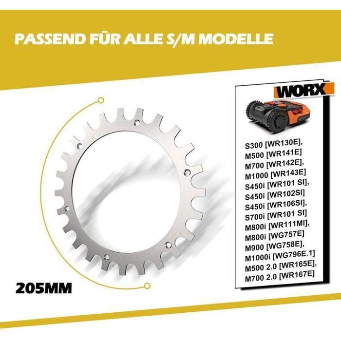 Crampons inox pour Worx Landroid S/M – Ø205 mm, épaisseur 2 mm – Kit avec pointes et vis 4×20 mm