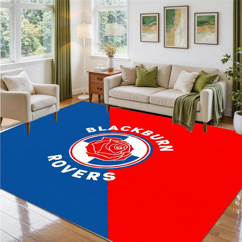 Blackburn Rovers Football Design Crystal Velvet Rug Soft Decorative Mat for Bedroom Entrance