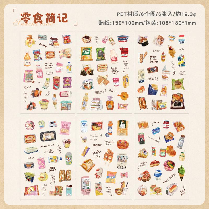 6 pcs Kawaii Cartoon Stickers pack Adhesive DIY Scrapbooking Diary Album Scrapbooking Material Craft Supplies