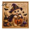 DIY Bead Art Crafts Halloween Witch Hat Cat 3D Pearl Painting Kit with Frame Hand-Pasted Craft for Adults Relaxing Handmade Kits Mosaic Home