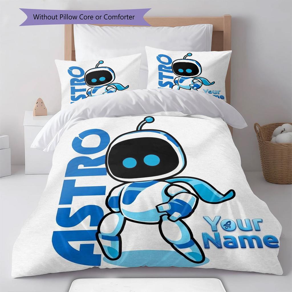 ASTRO BOT Custom Name Pattern Bedding,Quilt Set Quilt Cover Pillowcase Home Birthday Gift(1 * Duvet Cover + 2 * Pillowcase, Without Core)