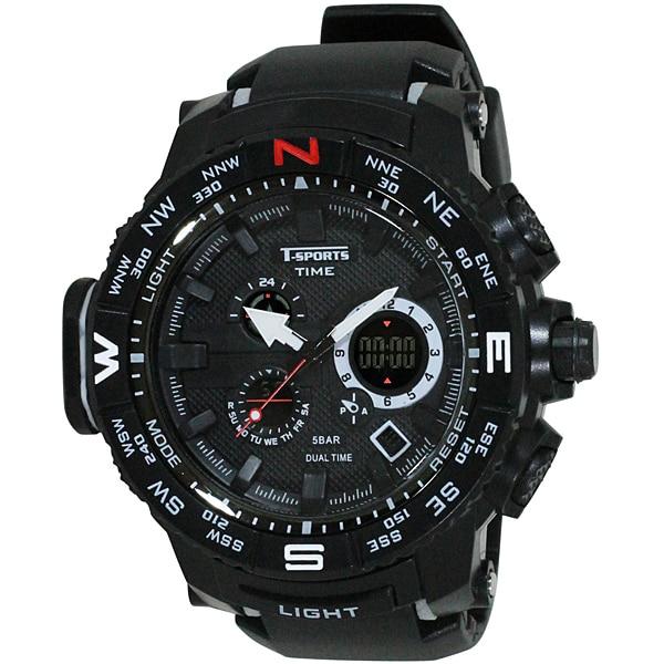 CREPHA TS Series Men's Quartz Digital Wrist Watch - Black / Blue TS-D157-BL TS-D159-RD TS-D156-BL TS-D158-BK TS-D154-BL TS-D155-SV TS-AD094-BK