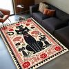 Large Black Cat Pattern Area Rug – Non-Slip, Washable Polyester Carpet with Vibrant Red & White Accents for Bedroom, Study, Dini