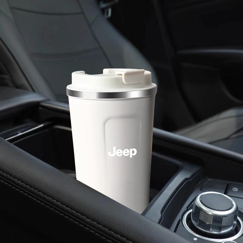För Jeep Bildekal Rostfritt Stål Kaffekopp Termosmugg Isolerad Flaska För Jeep Grand Cherokee Wrangler JK Gladiator Com