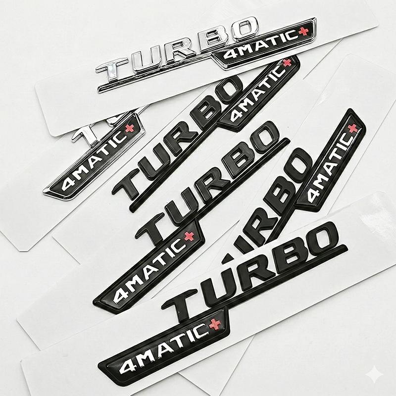 2 Pezzi Emblema TURBO 4MATIC+ per Mercedes Benz AMG W213 W205 W177 W167 A45S E63S GLE53 Badge parafanghi Adesivo Logo Accessori Auto