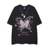 Vintage Butterfly Print T Shirt Men Women Couple Loose Fit Short Sleeve Casual Tops