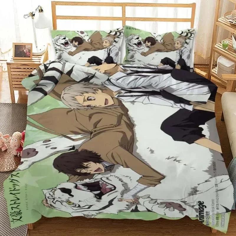 3D Kreslený Set Povlaku na Přikrývku Bungo Stray Dogs Příběhy Ztracených Ložní Sety Přikrývka Povlak na Přikrývku Povlak na Polštář Pro Domácí Textil