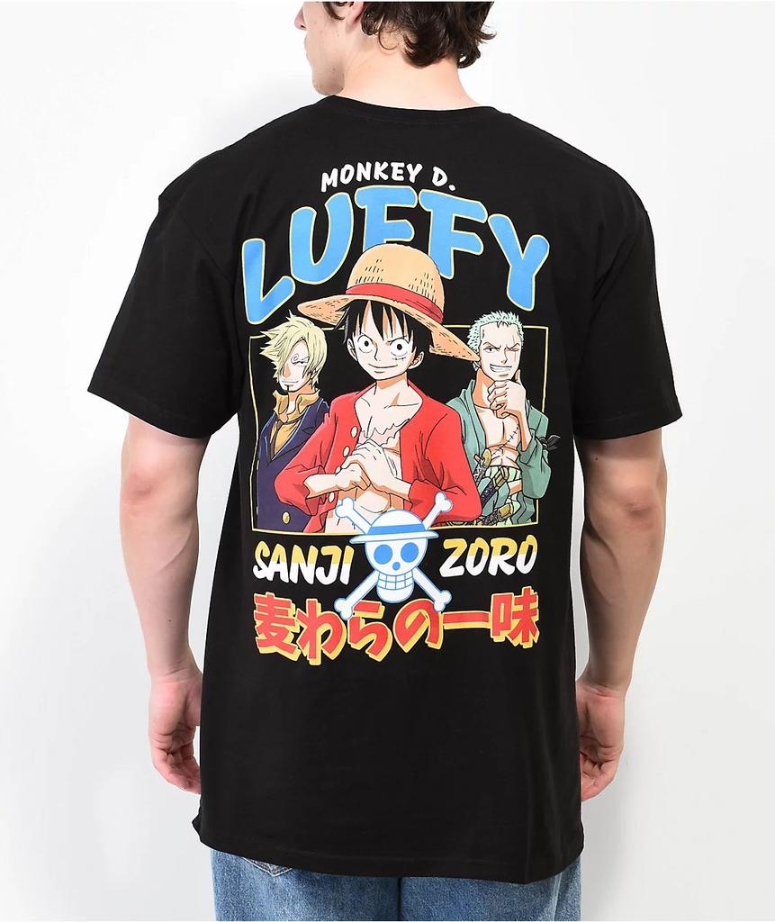 2025 Summer One Piece Animation Brand 100Cotton Group of Three Printed Tshirt for Unisex Casual Short Sleeve Loose Fashion Y2k
