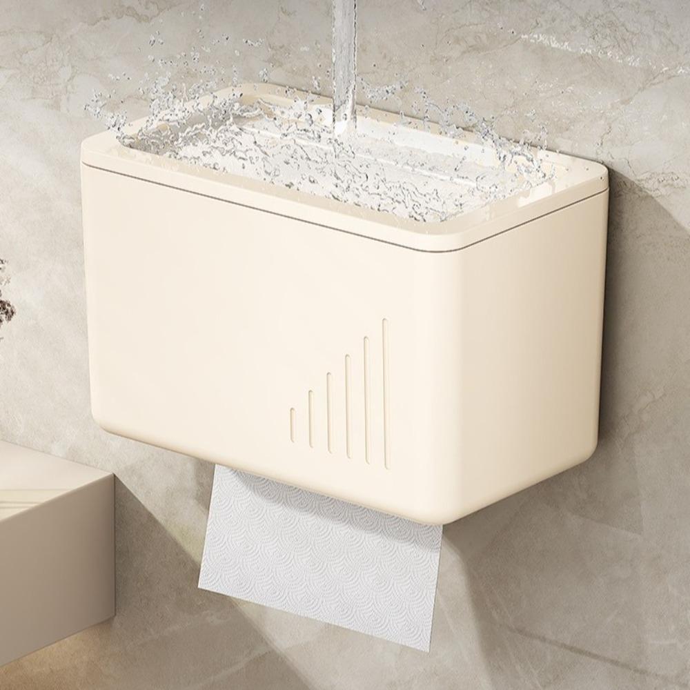 Multifunctional Toilet Paper Roll Storage Plastic Wall Mounted Storage Box Toilet Tissue Box  Home
