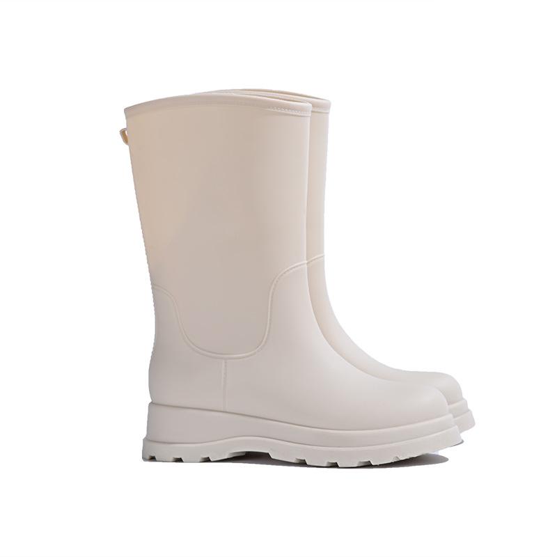 Fashion classic rain shoes women's high rain boots rainy day outdoor travel thickened non-slip waterproof shoes women's rubber shoes British boots