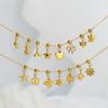 1pc Fashion Small Flower Earrings Charms 304 Stainless Steel Slider Bead Heart Star Pendant 18K Gold Plated for Jewelry Making