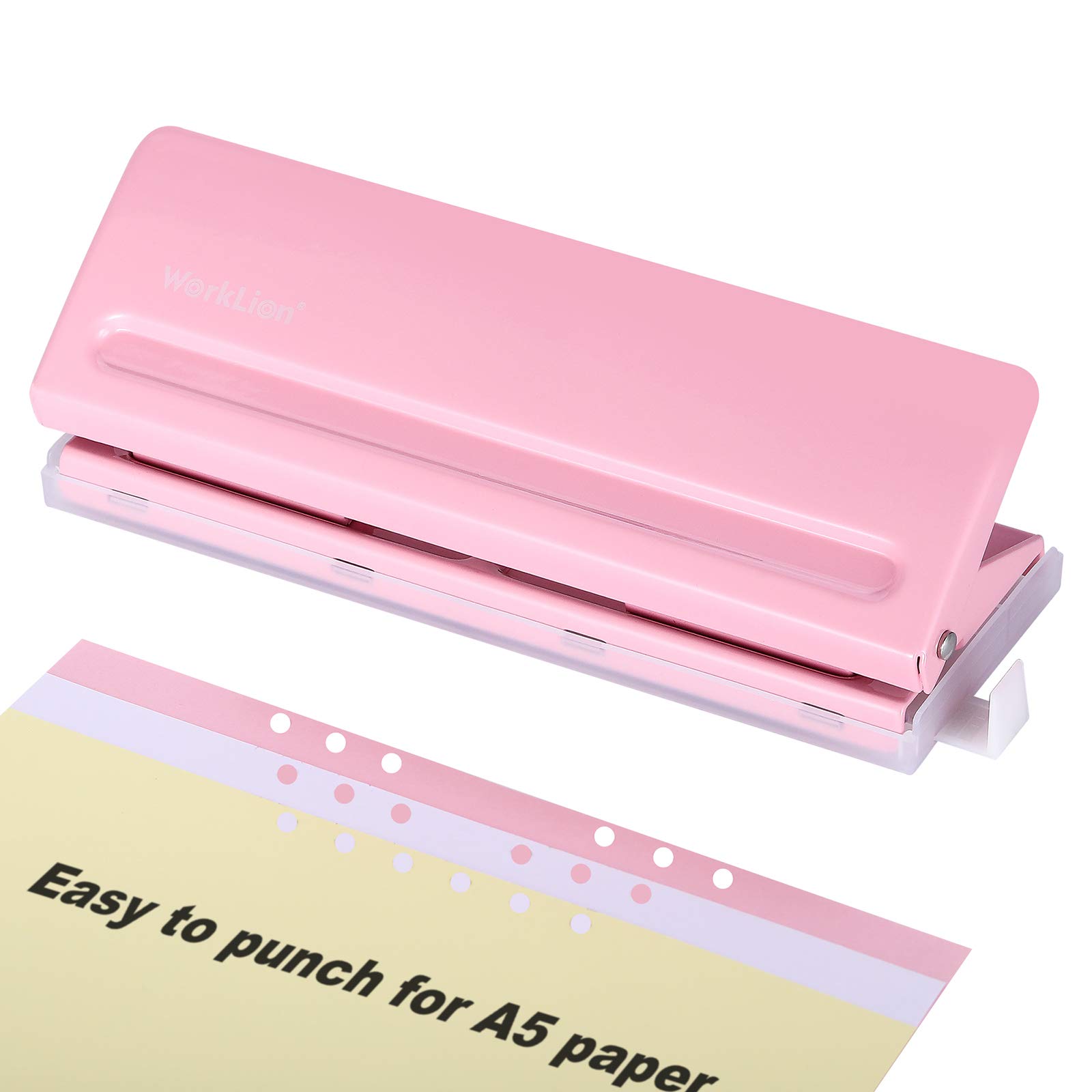 

WORKLION Six-Hole Punch: Paper Size Guide with Dust Cover, for Binder-Style Notebooks, A4/A5/B5/Bible/Mini Size, Adjustable, with Horizontal Gauge, Lo