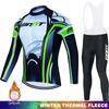 Retro Radtrikot Winter Fleece GIANT Fahrradkleidung Thermosuit Mann Herren Träger Sportbekleidung Set Outfit Termal Rennrad Räder