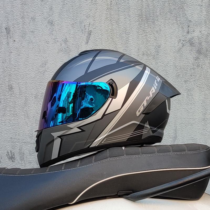 Motorcycle Helmet Men and Women Double Lens Party Sports Car Helmet New National Standard Four Seasons Personalized Bluetooth