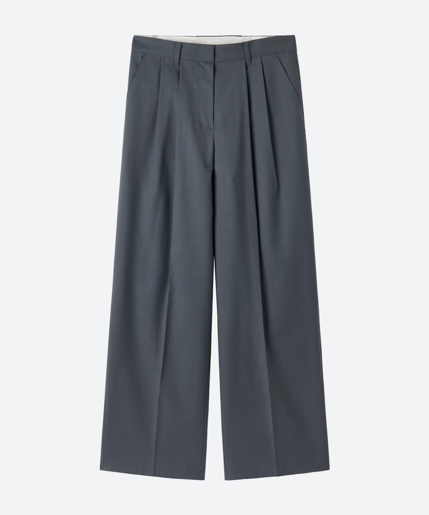 MOONSUN Wide Two-Tuck Slacks / Blue Gray