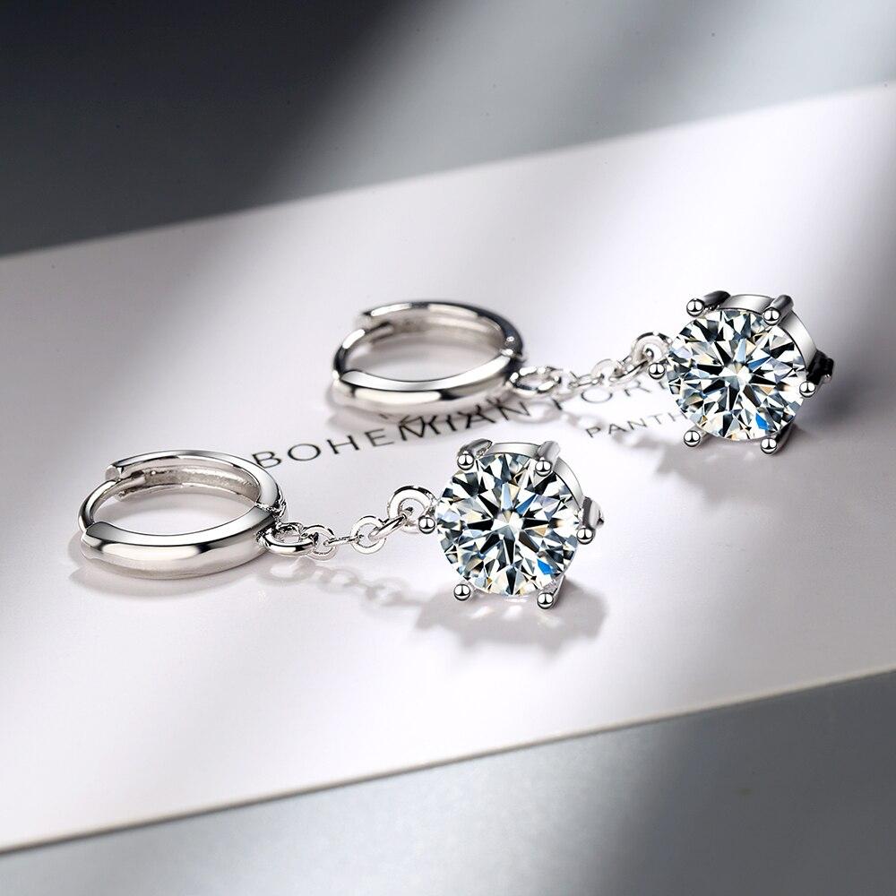 New 925 Sterling Silver Earrings Inlaid Zircon Crystal Ear Buckles For Girls Glamour Jewelry Gifts