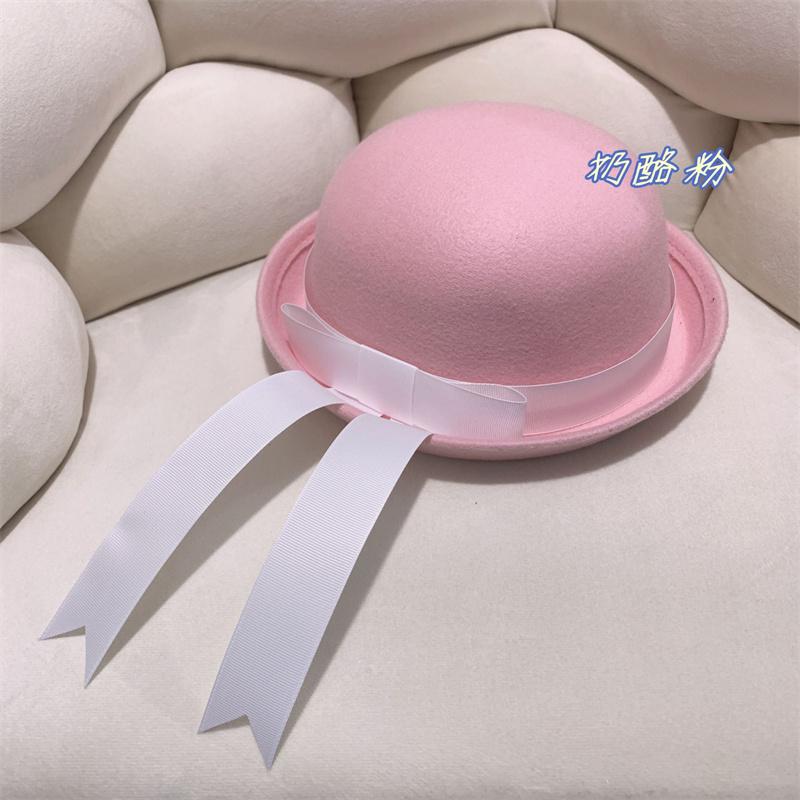 Chapeau en Feutre Fait Main Chapeau Parent-Enfant Chapeau Uniforme Scolaire Japonais JK Femme Style Collège en Laine Nœud Papillon Ruban Chapeau Marin Maternelle 52-54cm child gray