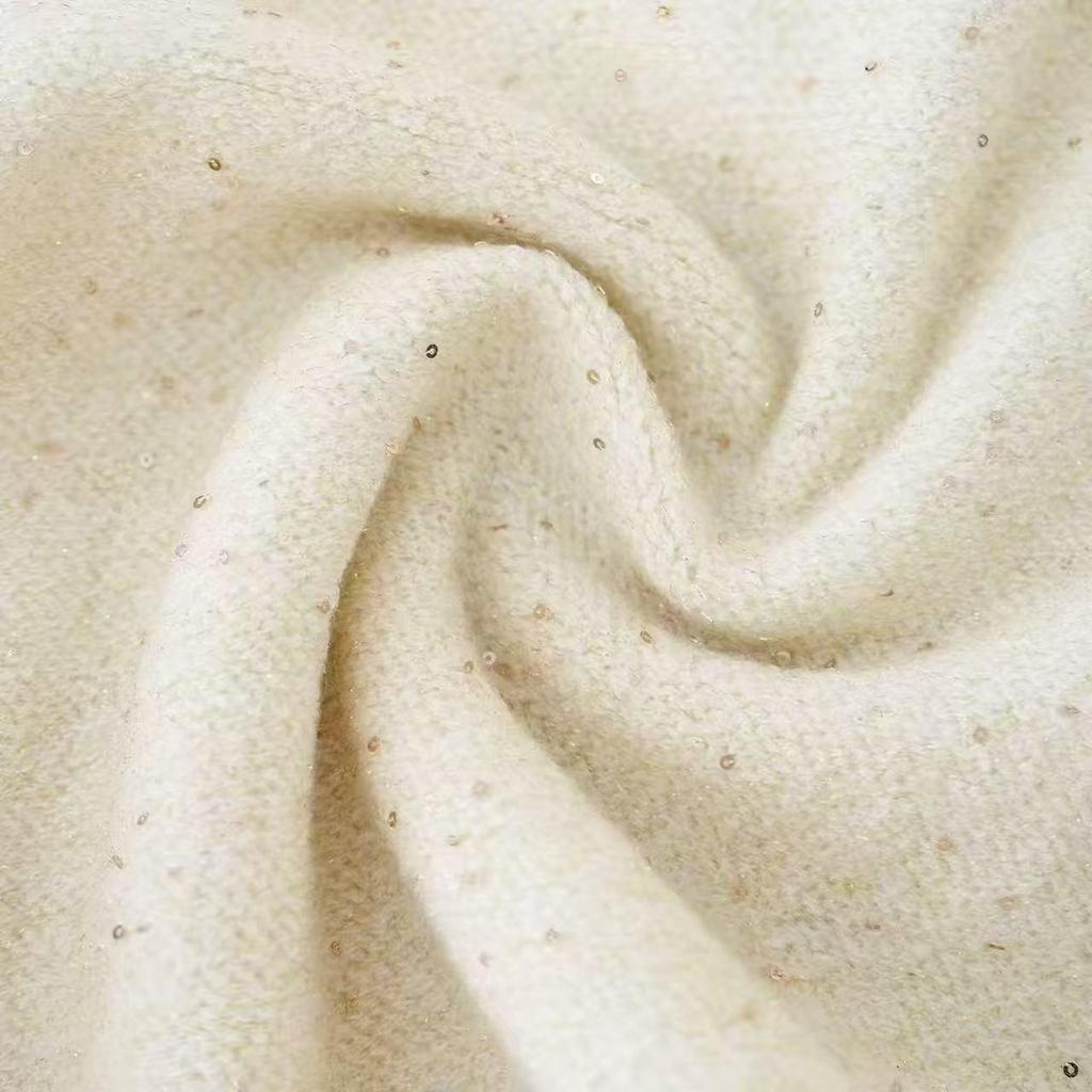 Korean Style Versatile Wool Blend Sequin Knit Shawl - Shiny Triangle Scarf for Women