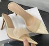 Summer New Women's High-heeled Sandals Transparent High-heeled Slippers Stiletto Pointed Toe Slip-on High-heeled Sandals
