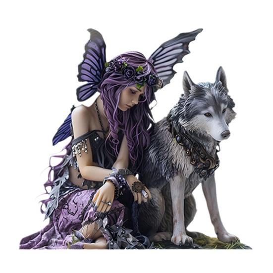 Fairy And Wolf Ornament 2D Flat Acrylic Purple Winged Girl