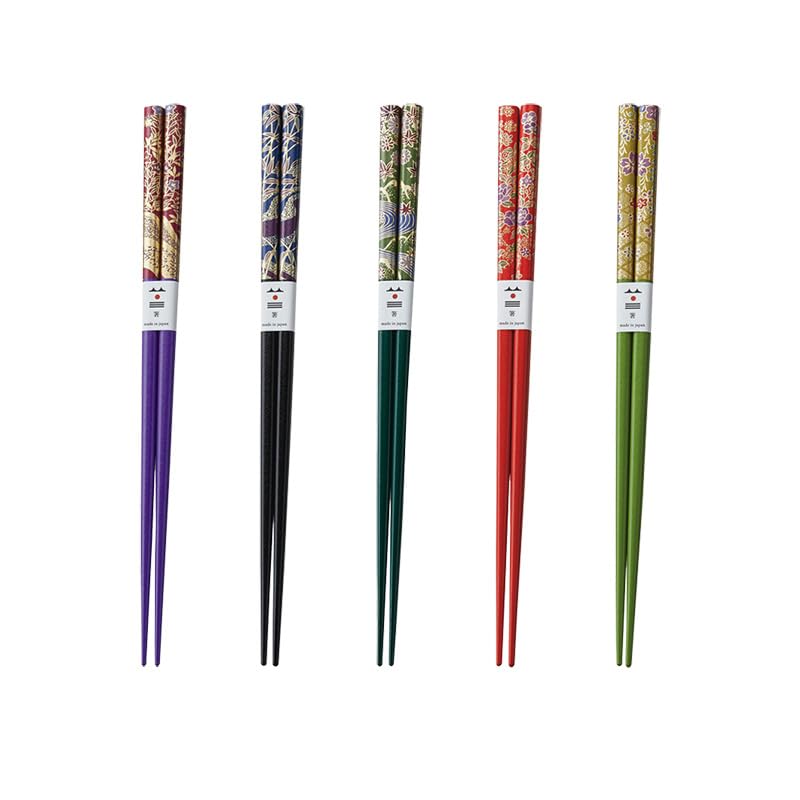 

Marujyu Lacquered Chopsticks with Floral Dry Set of and Greenish Made in Product Number 742874 Lacquer, 5, Purple, Black, Green, Red, Brown, 22.5cm,