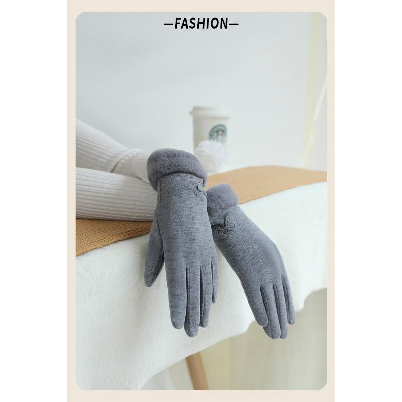 

Glove Girl Winter Plus Velvet Padded Warm Ins Cute Touch Screen Velvet Winter Electric Car Cold Riding Outdoors. One Size