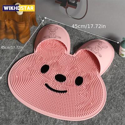 Hase Badezimmer Dusche Anti-Rutsch-Matte, Runde Massage-Fußmatte, Saugknäpfe auf der Rückseite, Fußschrubber, Rückenschrubber, Sturzsicherung
