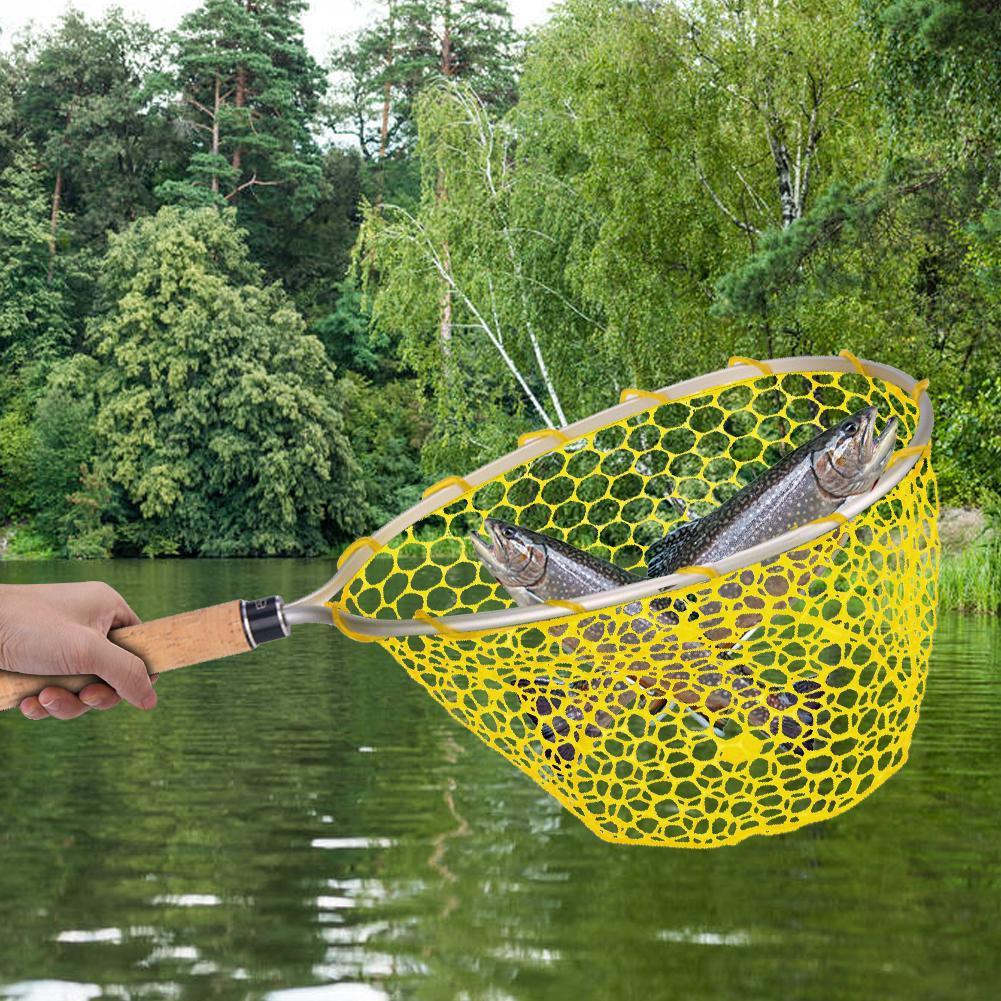 Mesh Trout Hand Net Portable Fishing Landing Mesh Anti Slip Wear Resistance Lightweight Large-capacity Fishing Tools