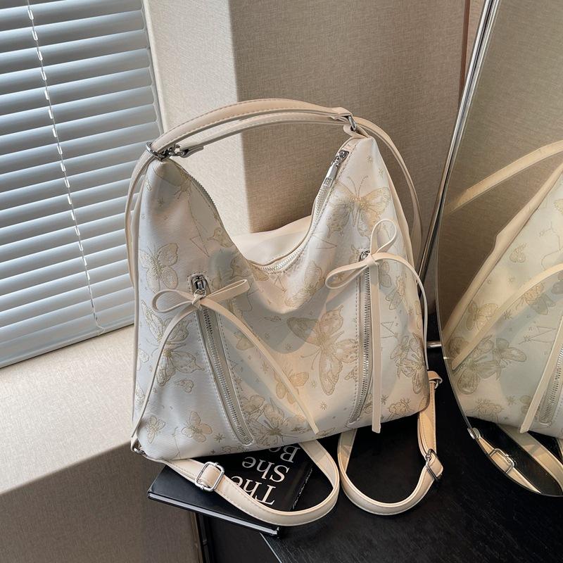 Tote Bag Women's New Fashionable Large-capacity Bow Multi-functional Backpack College Student Class Backpack